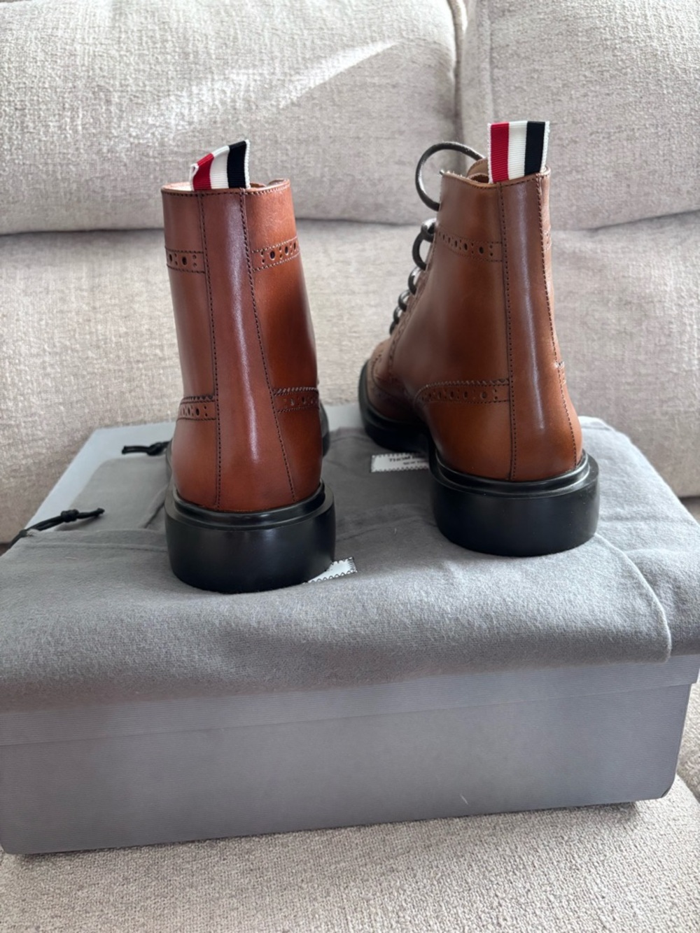 Thom Browne Brown Leather Wingtip Lace-Up Boots 7